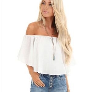 White off the shoulder crop top